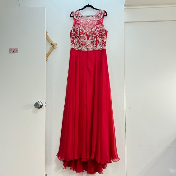 Mac Duggal 65489 Embellished Beaded Bodice Chiffon Gown